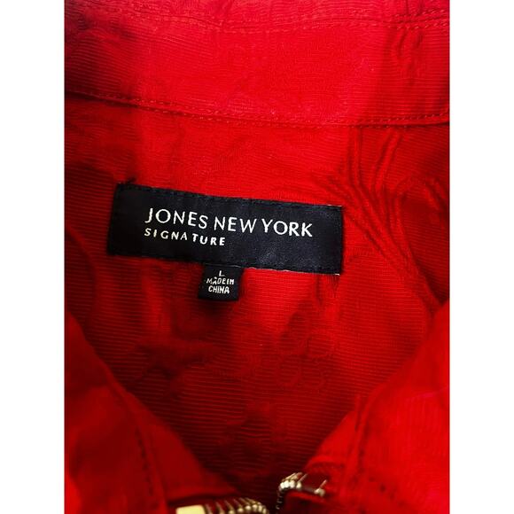 Jones New York Red Embroidered Zip Up Jacket- Womens Size large- EUC - Picture 4 of 5